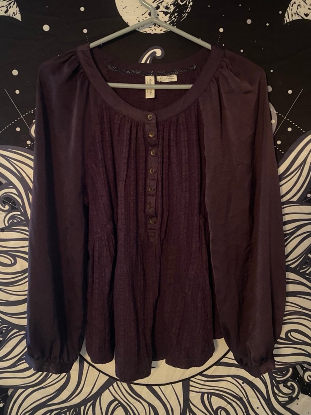Women’s Anthropologie Hippie Boho Whimsical Purple Long Sleeve Blouse